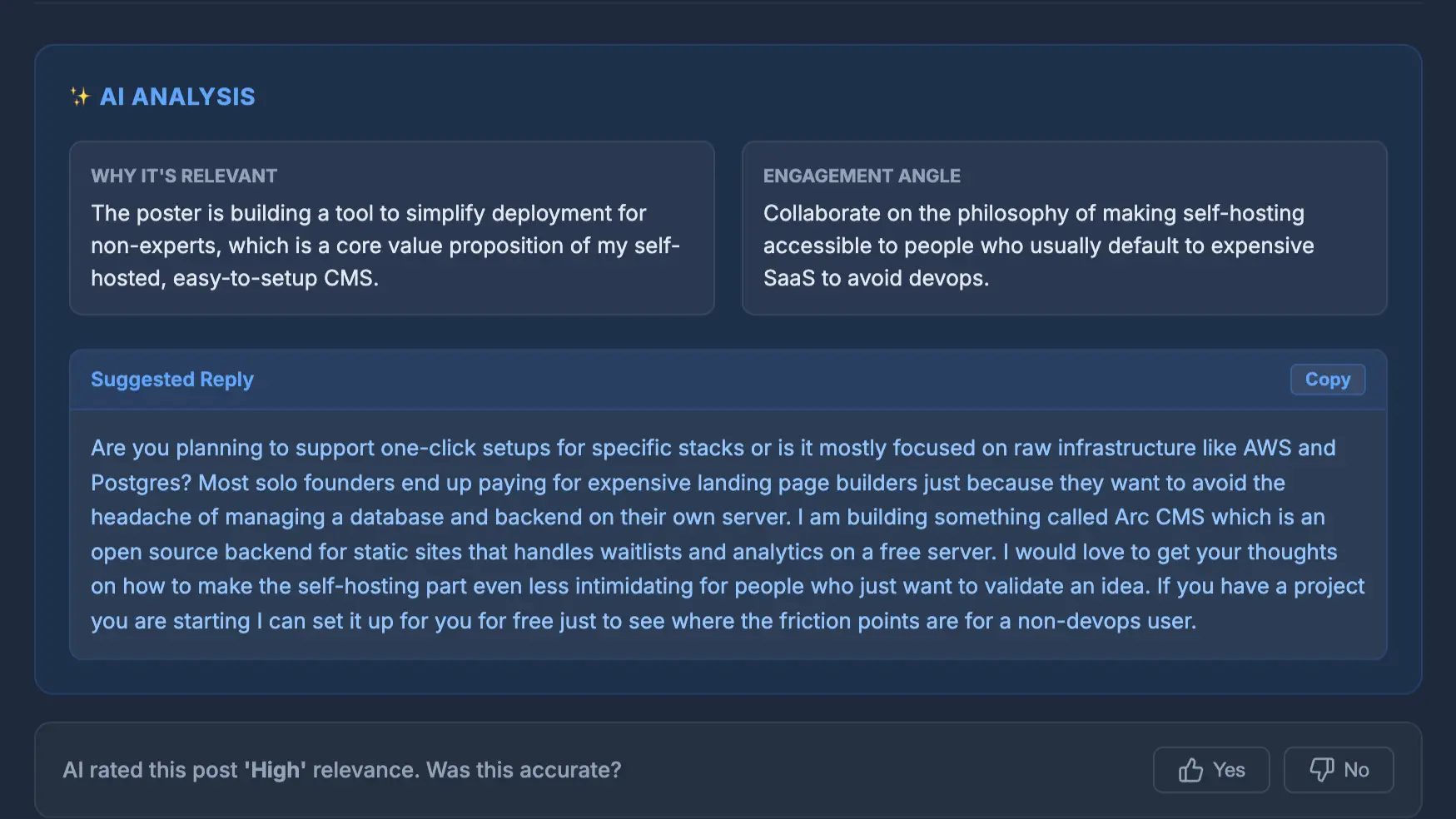 AI Analysis and Reply Suggestions